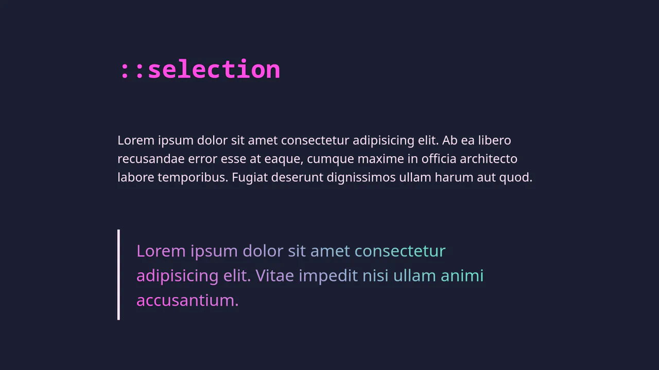 Gradient Text and ::selection Customization