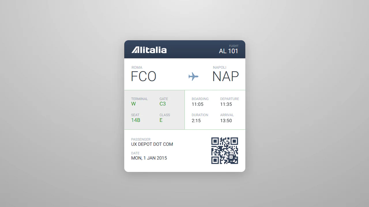Pure CSS Alitalia Boarding Pass / Ticket