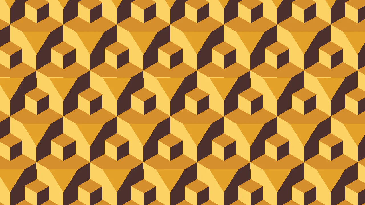 3D Cropped Golden Cubes Tessellated Pattern. No Div. Pure CSS