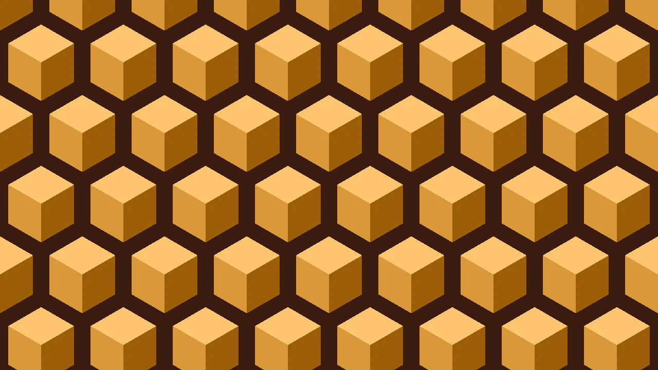 3D Cubes on Hexagonal Grid Tessellated Pattern. No Div. Pure CSS