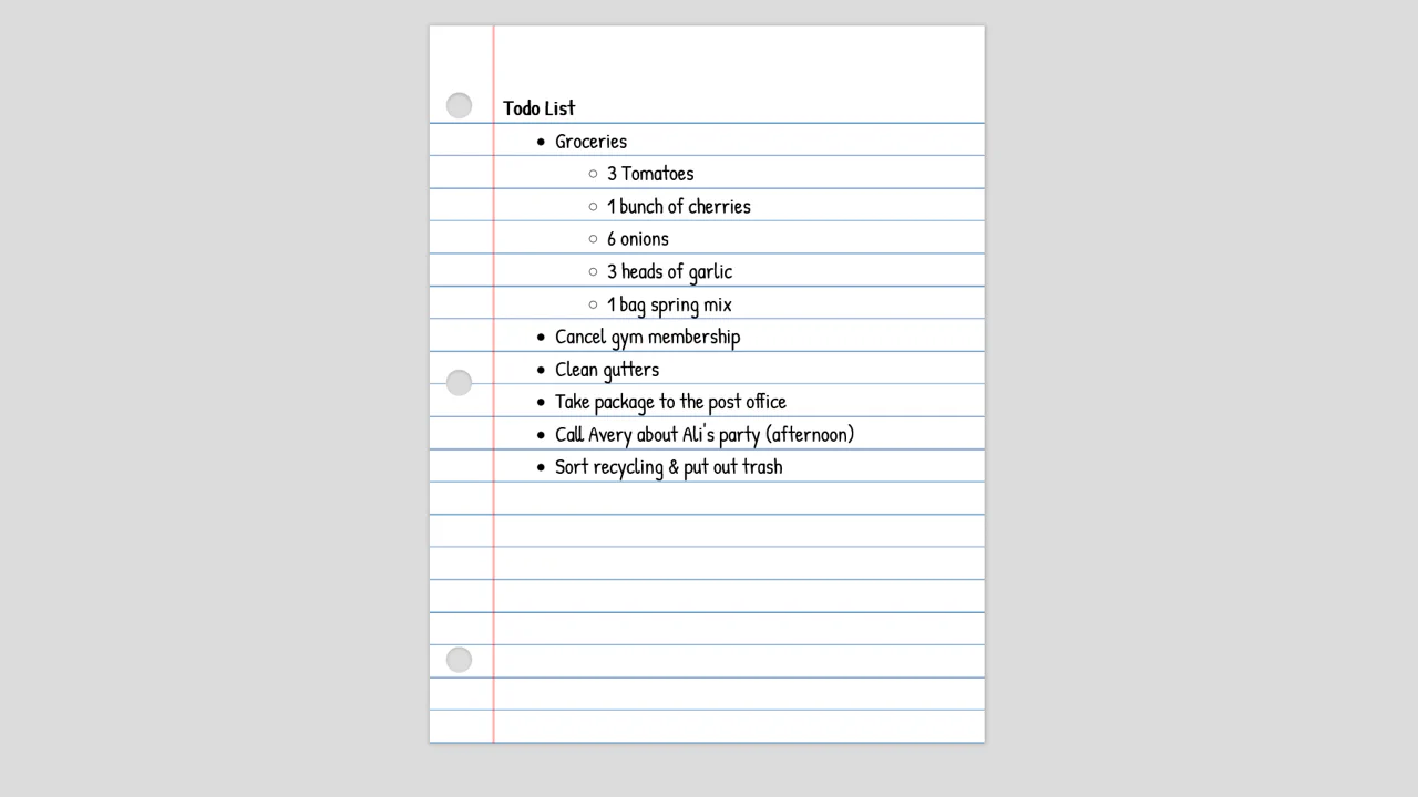 Interactive Loose-Leaf Todo List