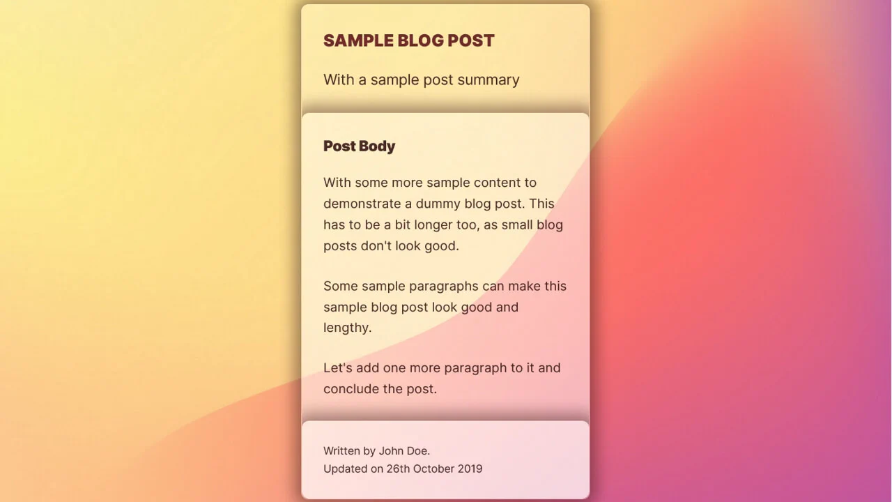 Nested Glassmorphism: Blog Design