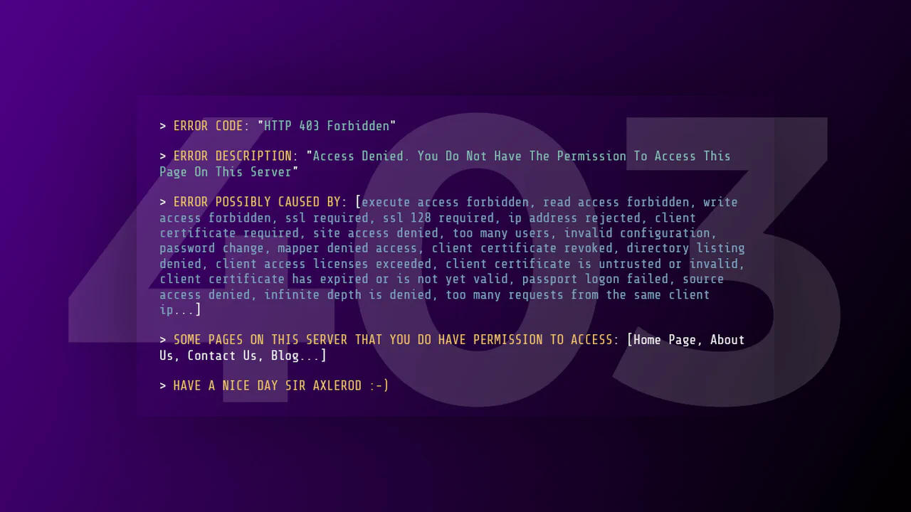 403 Forbidden Console HTML Theme