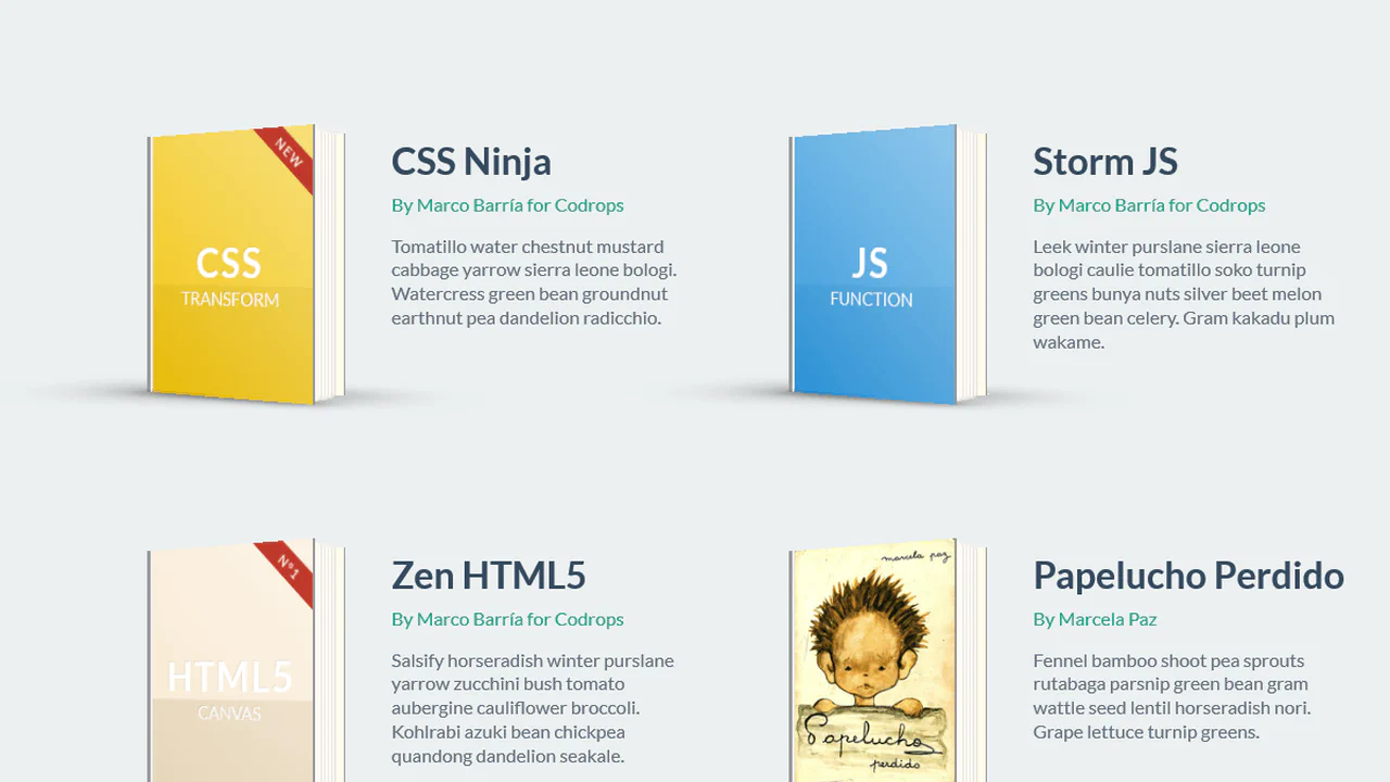 Animated Books with CSS 3D Transforms