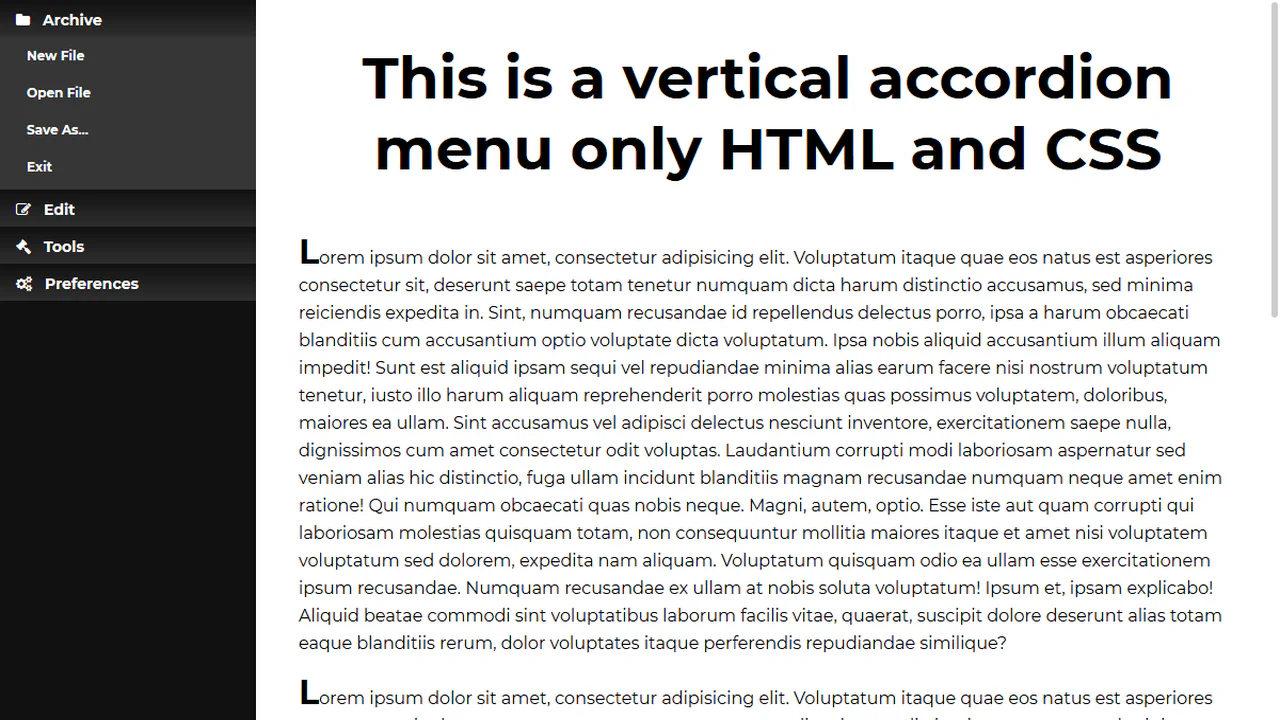 Vertical Accordion Menu