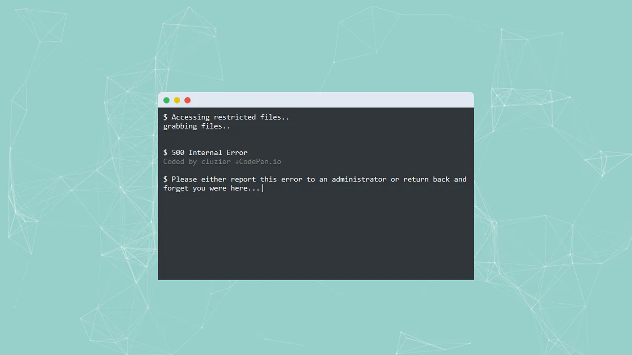 HTML Page for 500 Internal Error