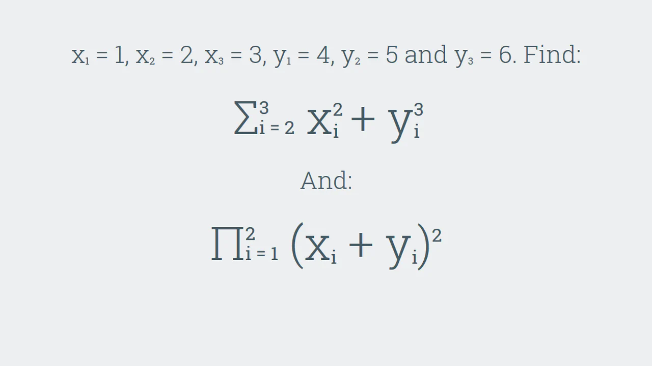 <sup> & <sub>: Math Sums & Products