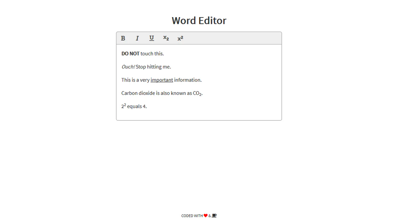 HTML Sub and Sup