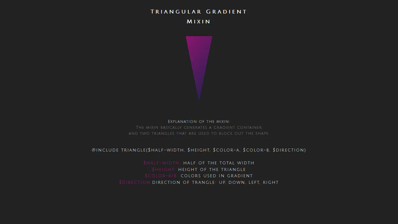 Quick gradient triangle mixin