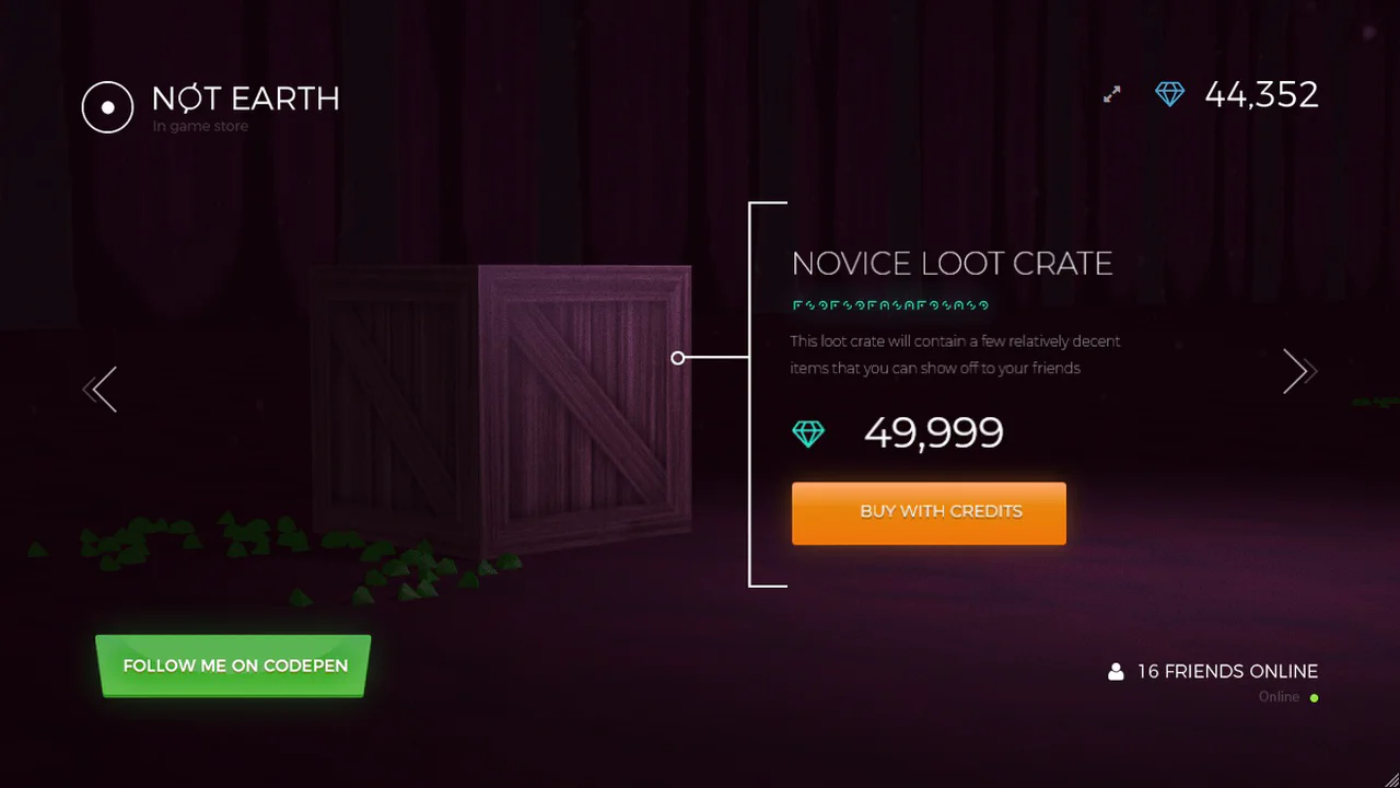 Three JS Game Style Immersive Slider Selection Screen