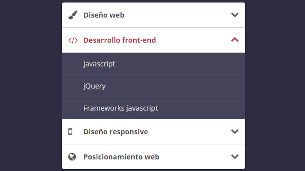 Accordion Drop Down Menu
