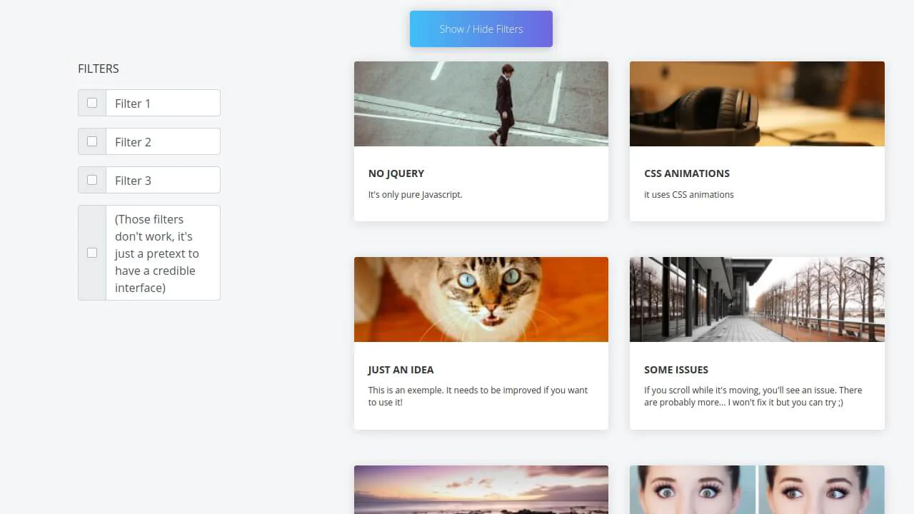 Animate a Bootstrap Grid (JS/CSS)