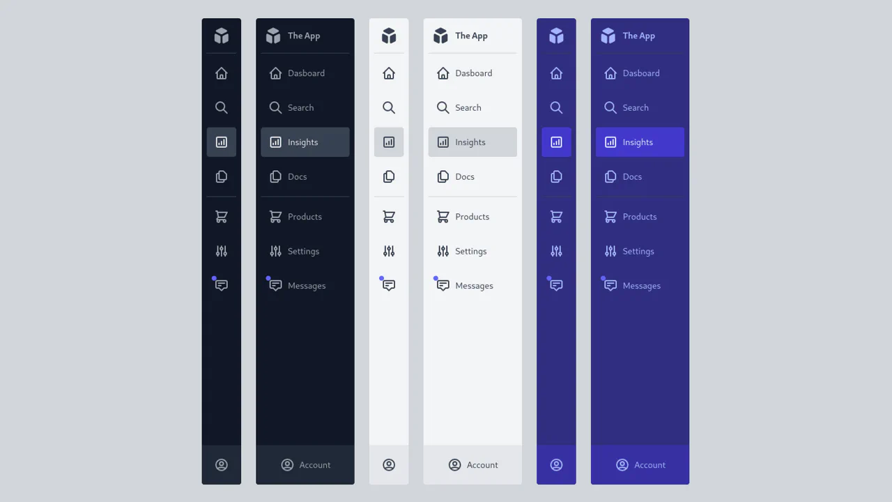 App Admin Menus + Light/Dark Modes with Tailwind CSS