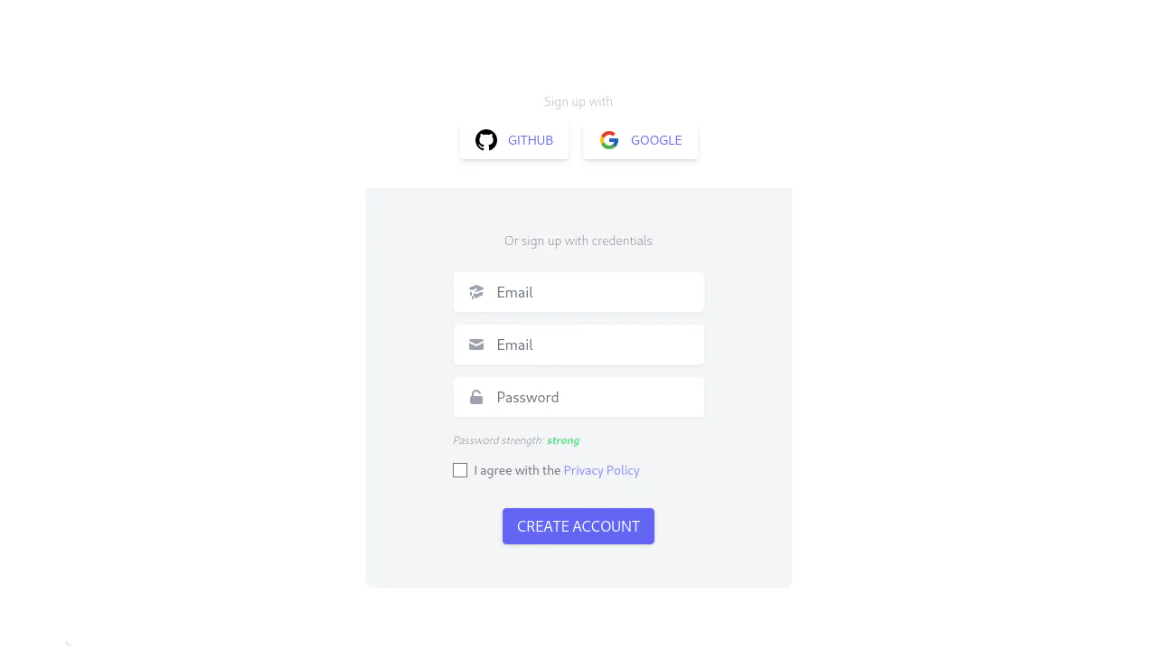 Argon Sign Up Form
