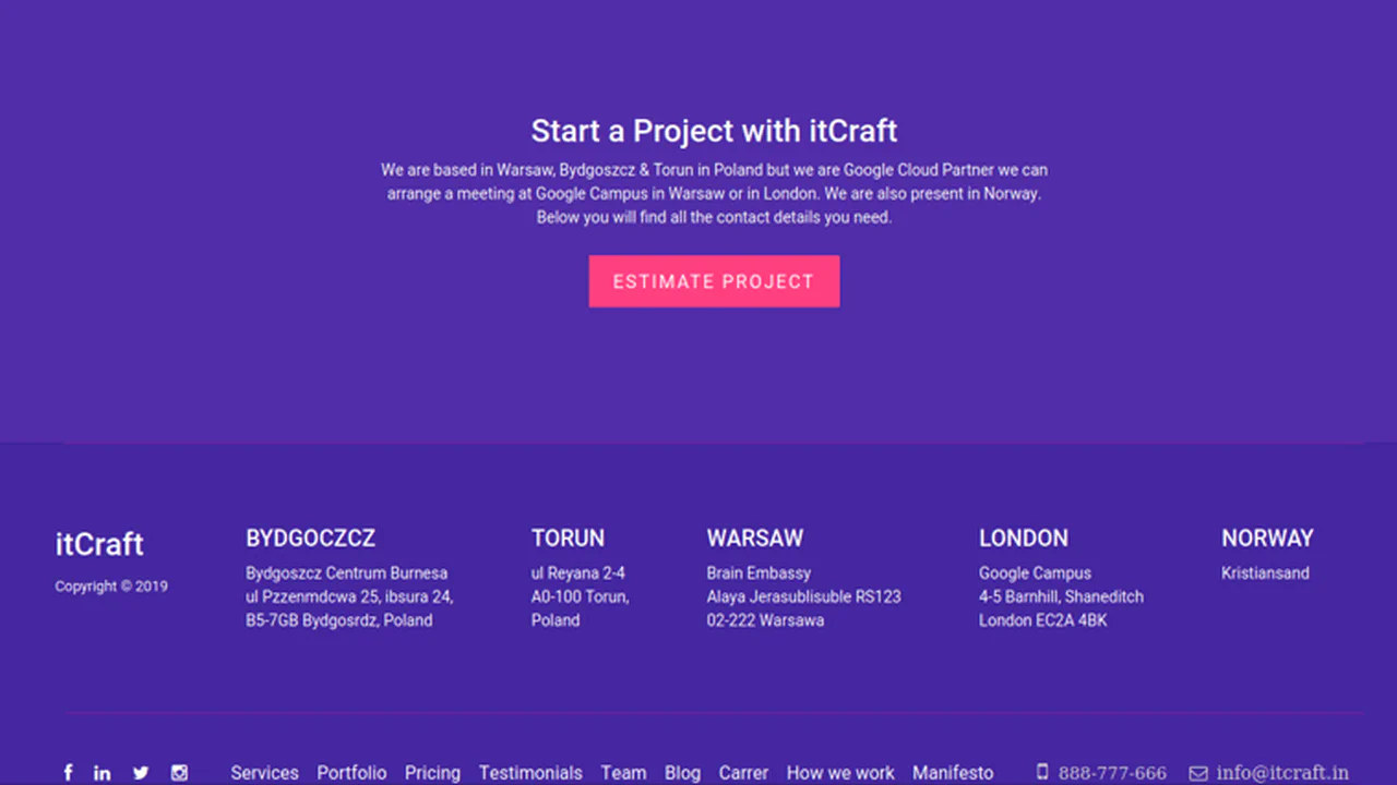 Bootstrap 4 Footer Template