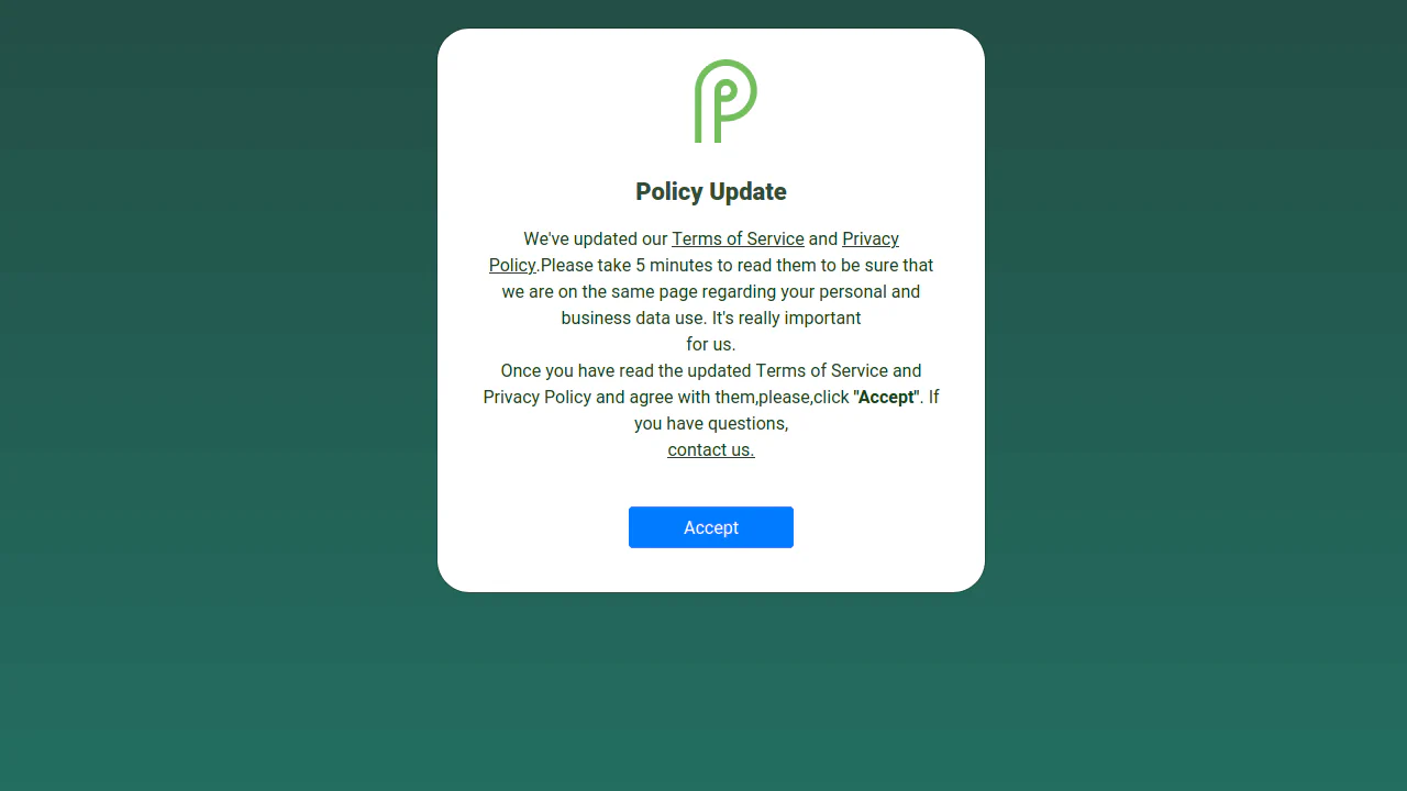 Bootstrap 4 Modal of a Policy Update Notification