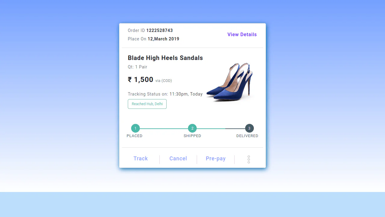 Bootstrap 4 Order Tracking Details with Progress Bar