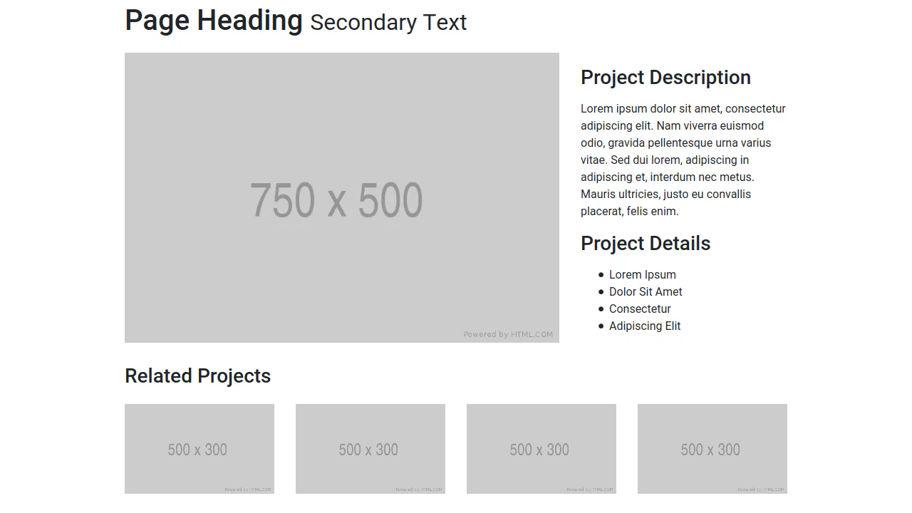 Bootstrap 4 Portfolio Item Details Page