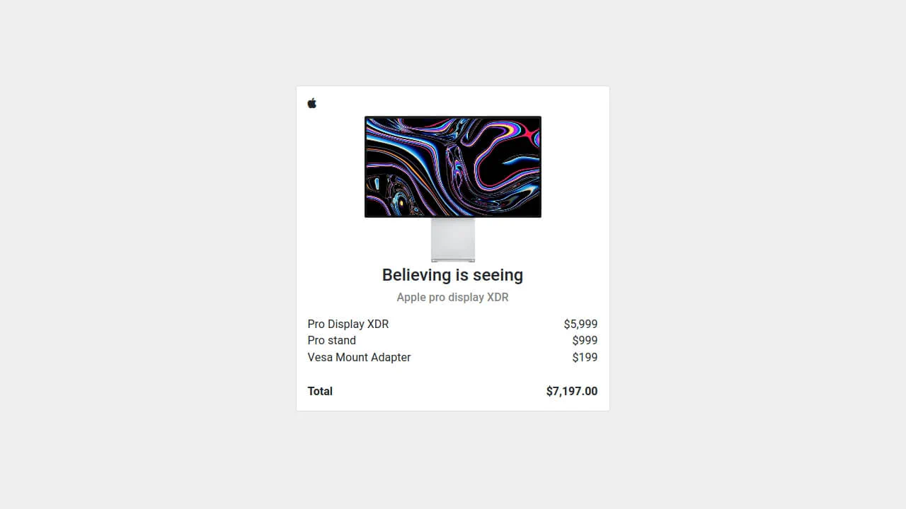 Bootstrap 4 Product Invoice Card
