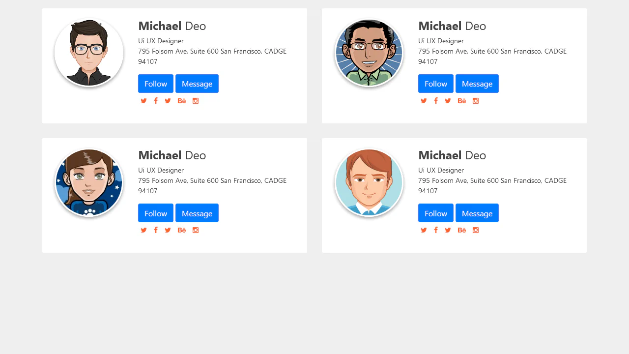 Bootstrap Profile Header Card