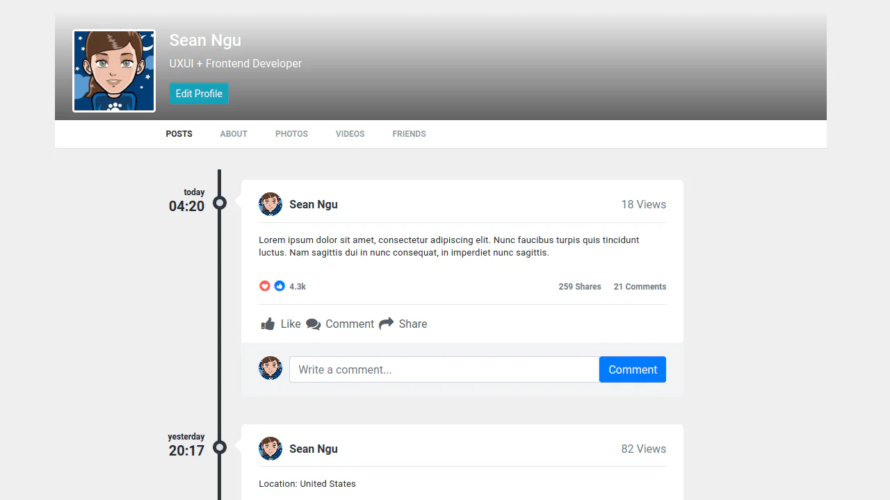 Bootstrap 4 Profile