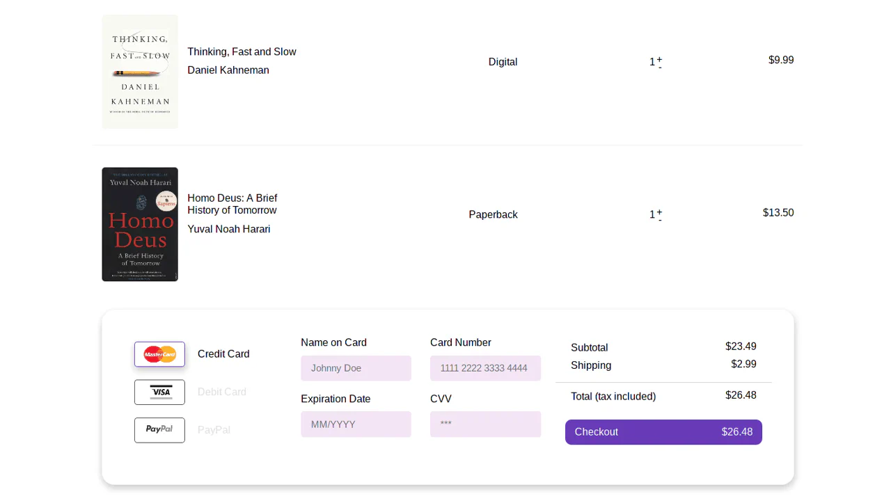 Bootstrap 4 Shopping Cart