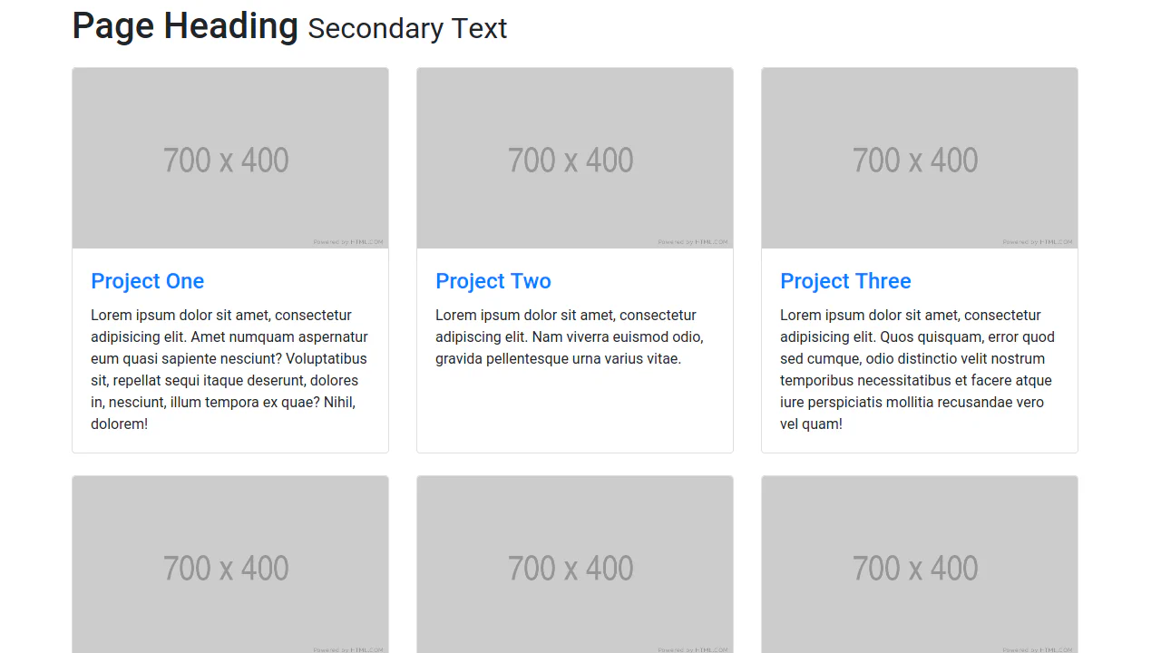 Bootstrap 4 Three Column Portfolio Layout