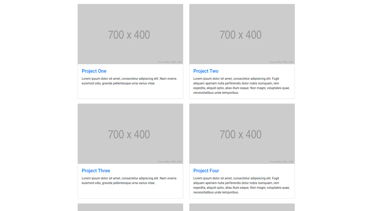 Bootstrap 4 Two Column Portfolio Layout