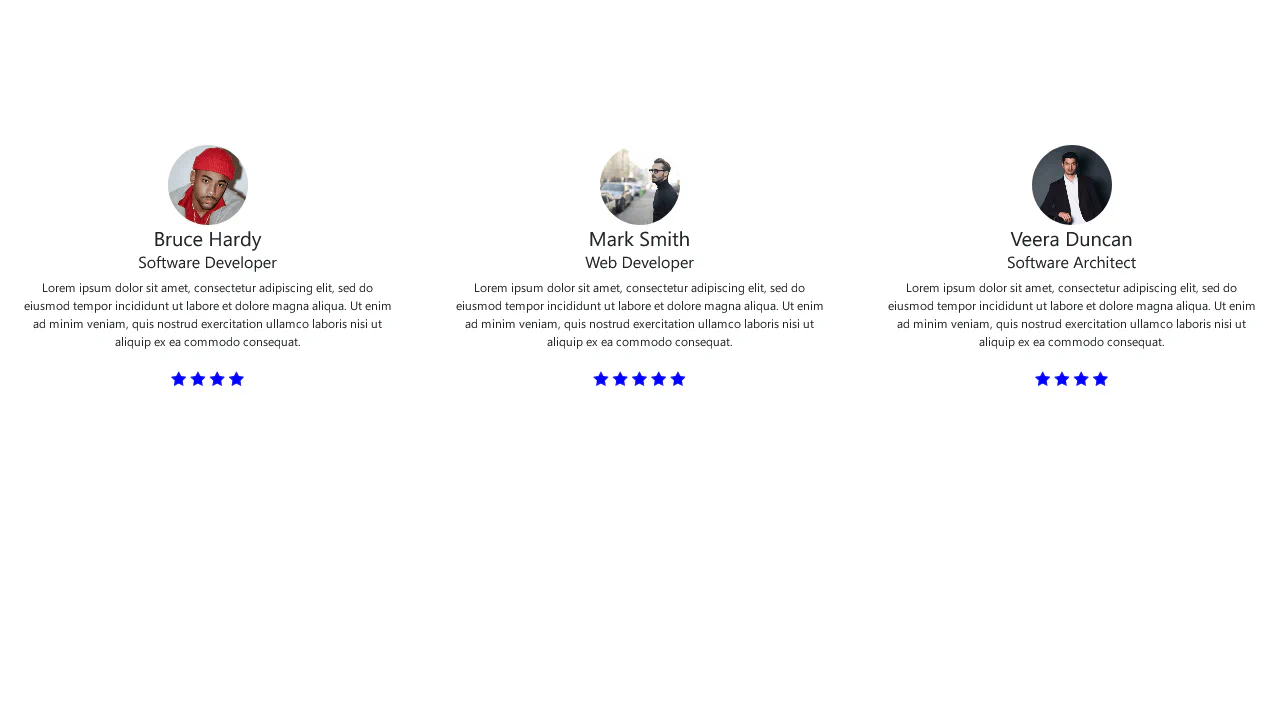 Bootstrap 5 User Testimonial with Star Ratings