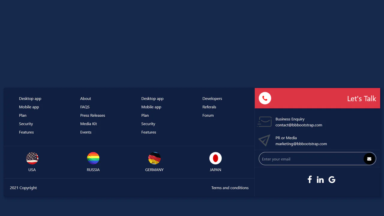 Bootstrap 5 Website Footer Design