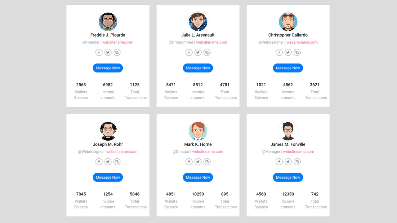 Bootstrap Profile Contacts