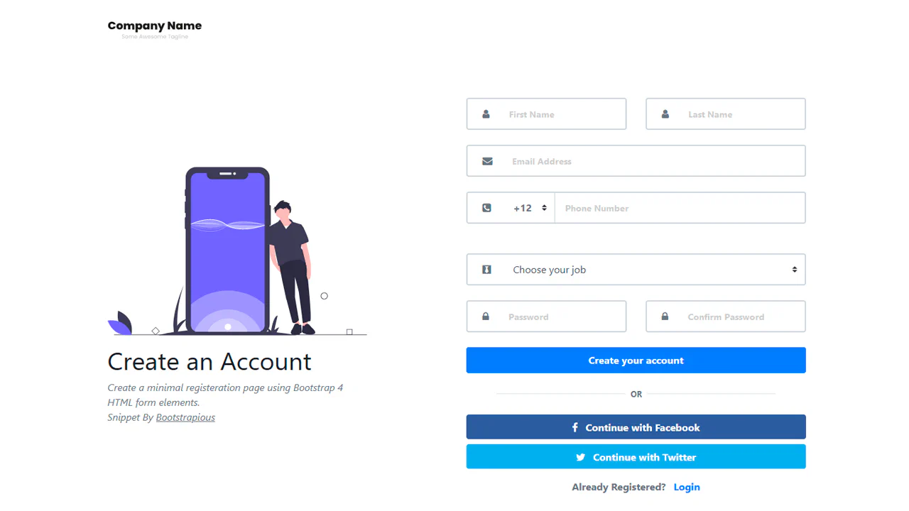 Bootstrap Registration Page