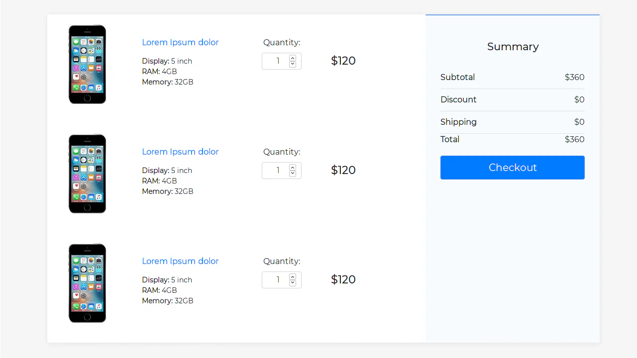 Bootstrap Shopping Cart