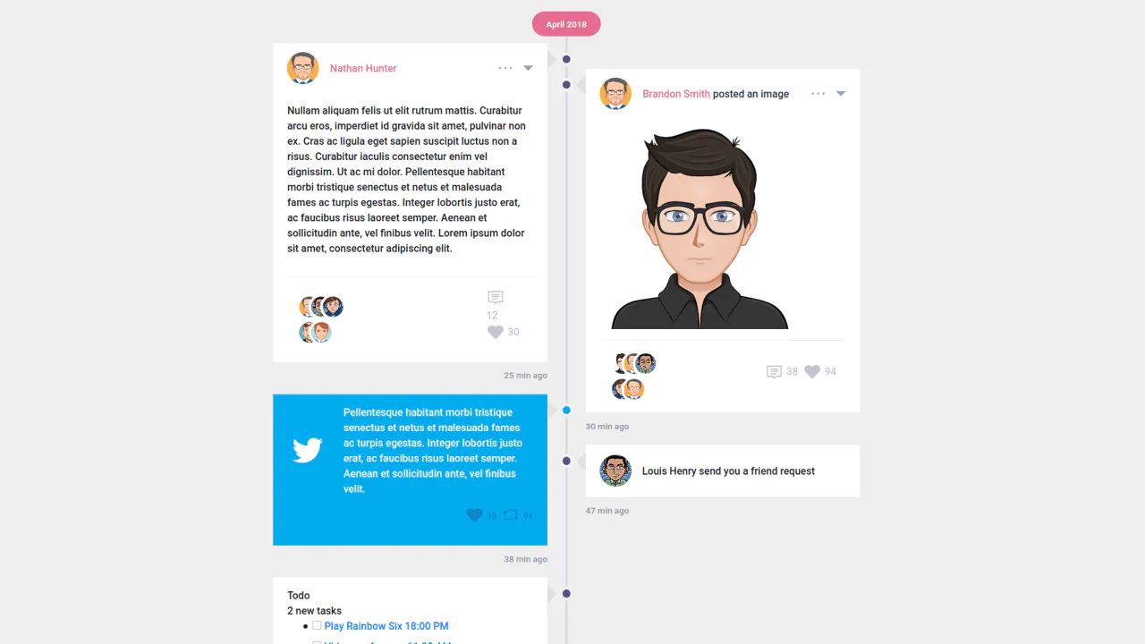 Bootstrap 4 Timeline Widget