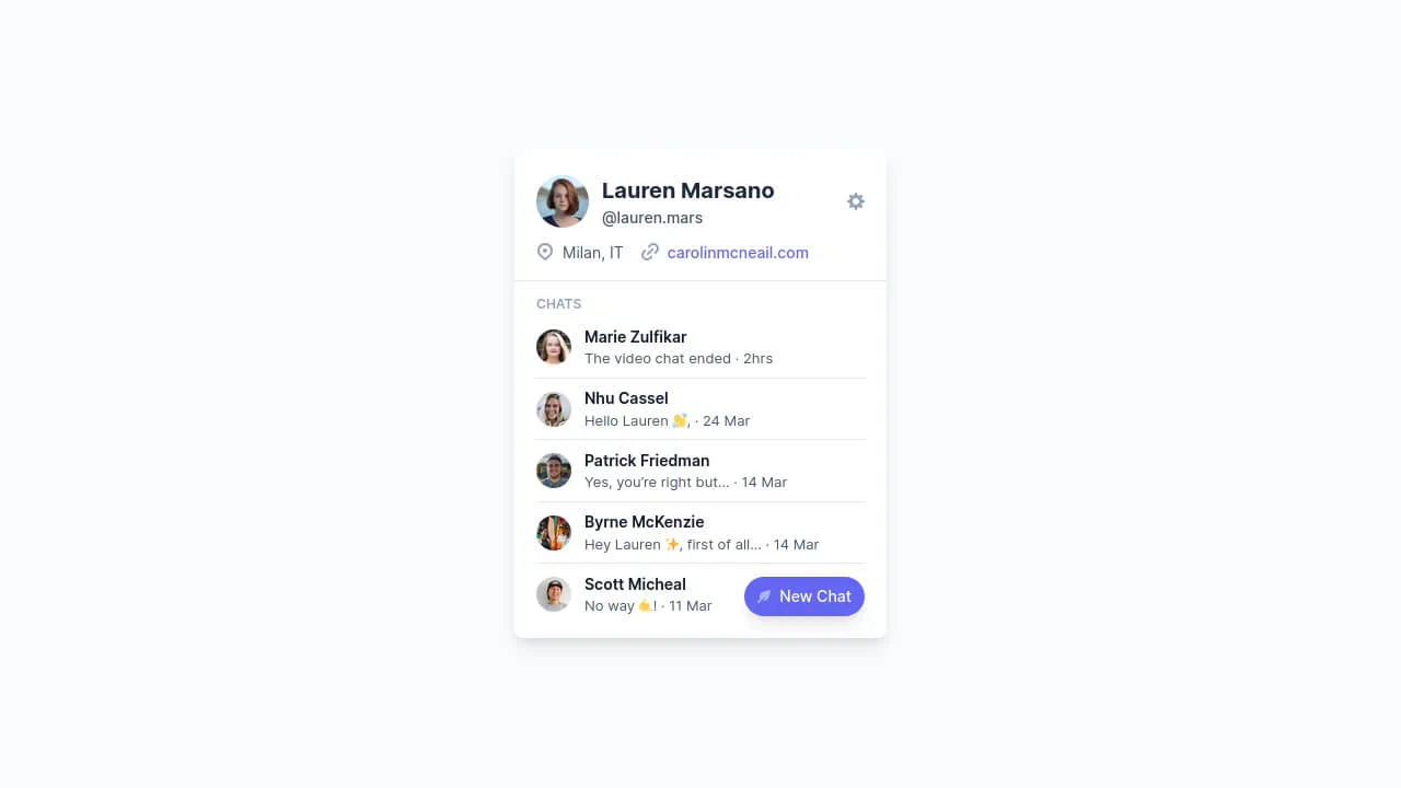 Chat Card - Tailwind CSS