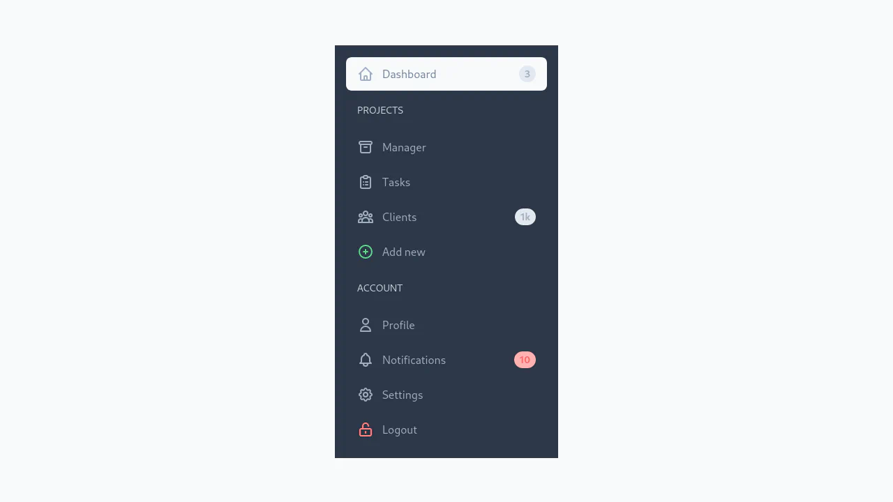 Dark Navigation Component