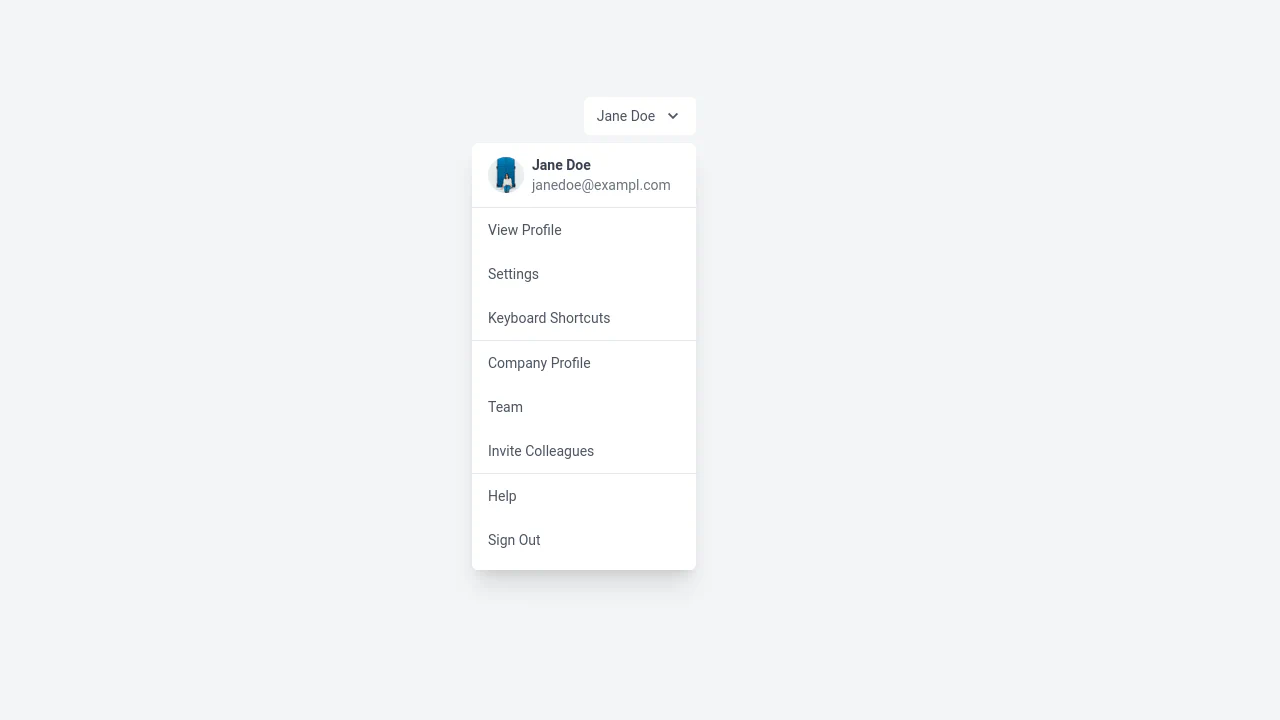 Dropdown with User Info