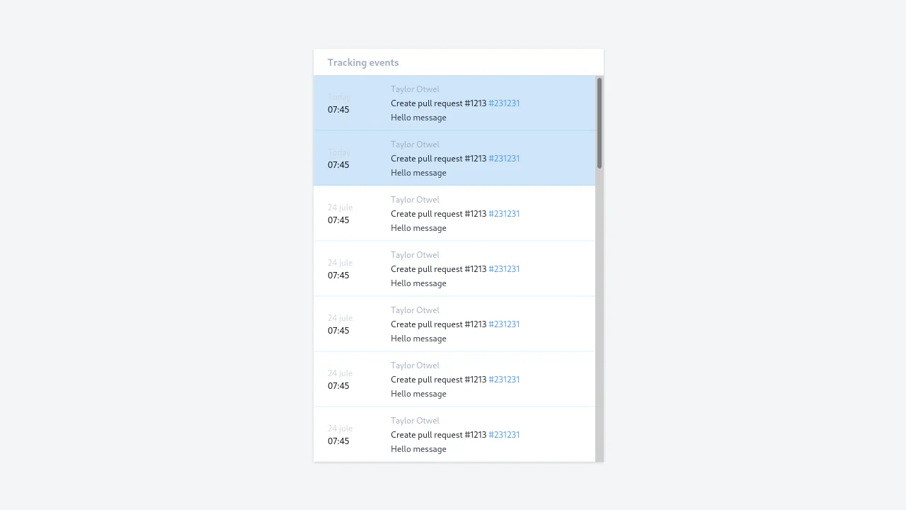 Events List - Custom Scrollbar