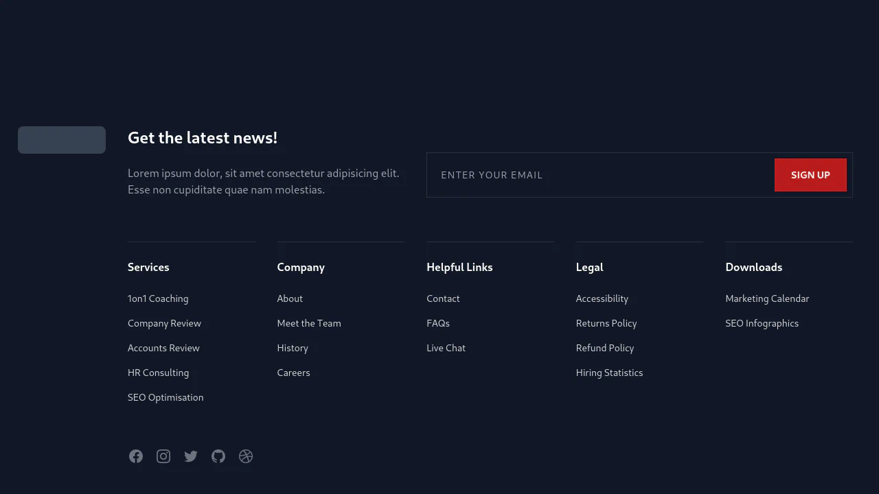 Large Footer with Newsletter Form