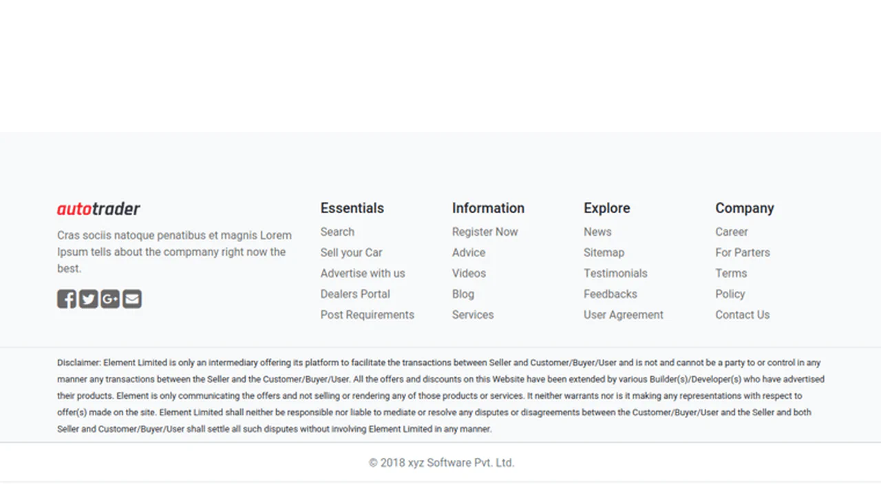 Footer Simple Bootstrap 4