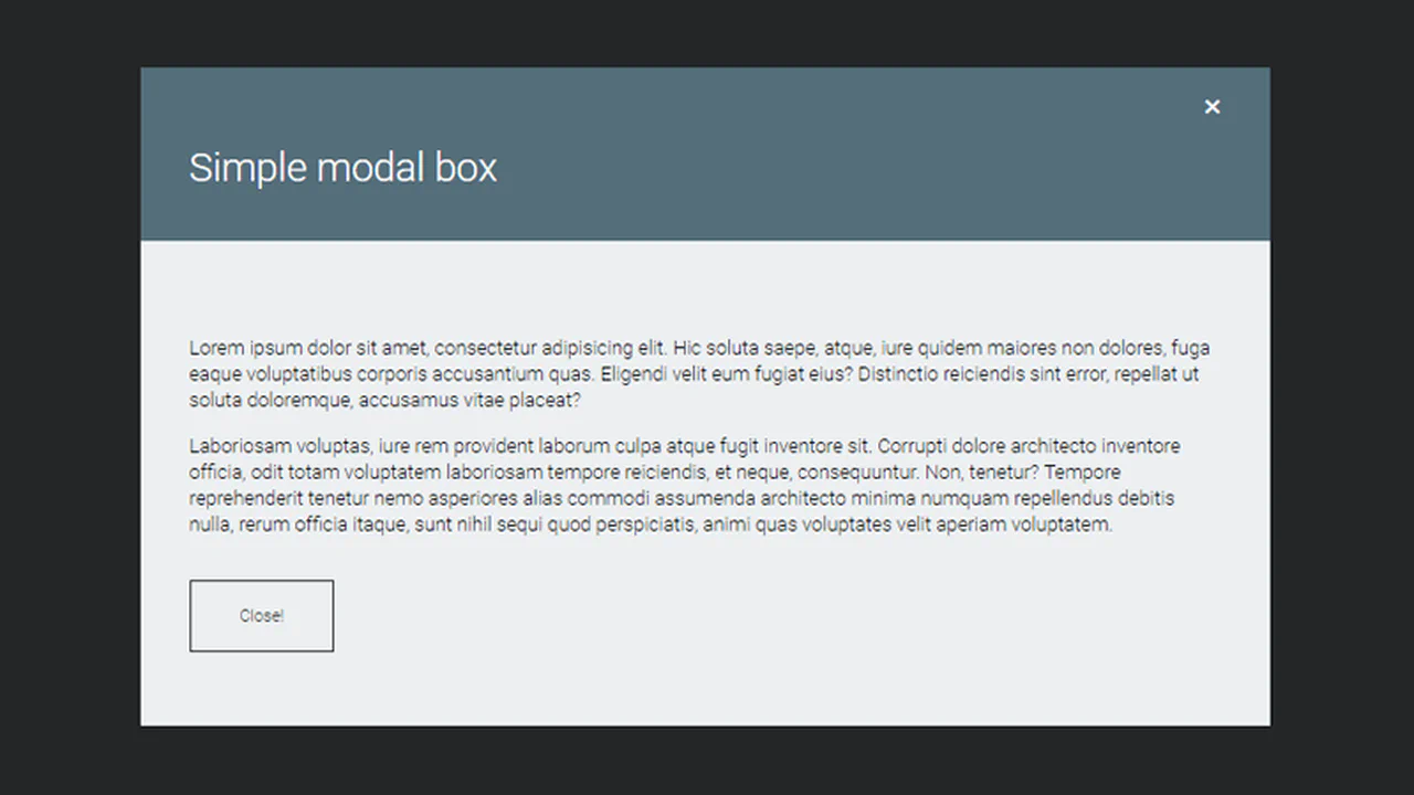 JS Simple Modal Box Snippet