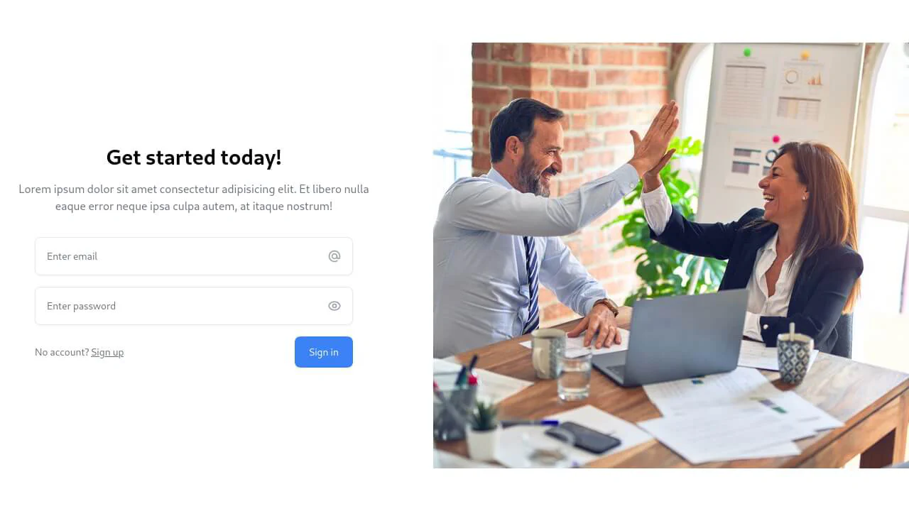 Form Components - Login Split with Form and Image