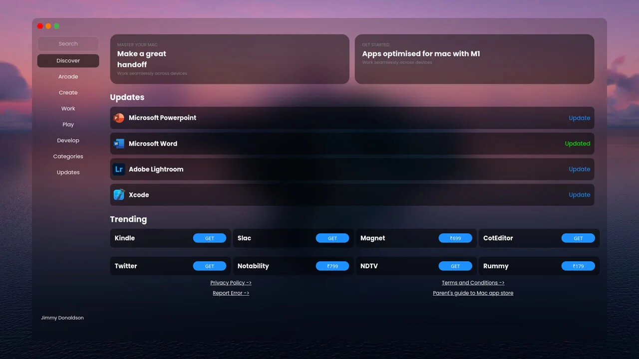 MacOS App Store Glassmorphism