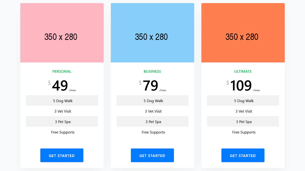 Pricing Table with Images