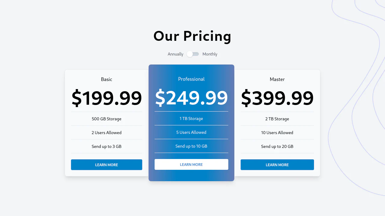 Pricing Table with JS Toggle