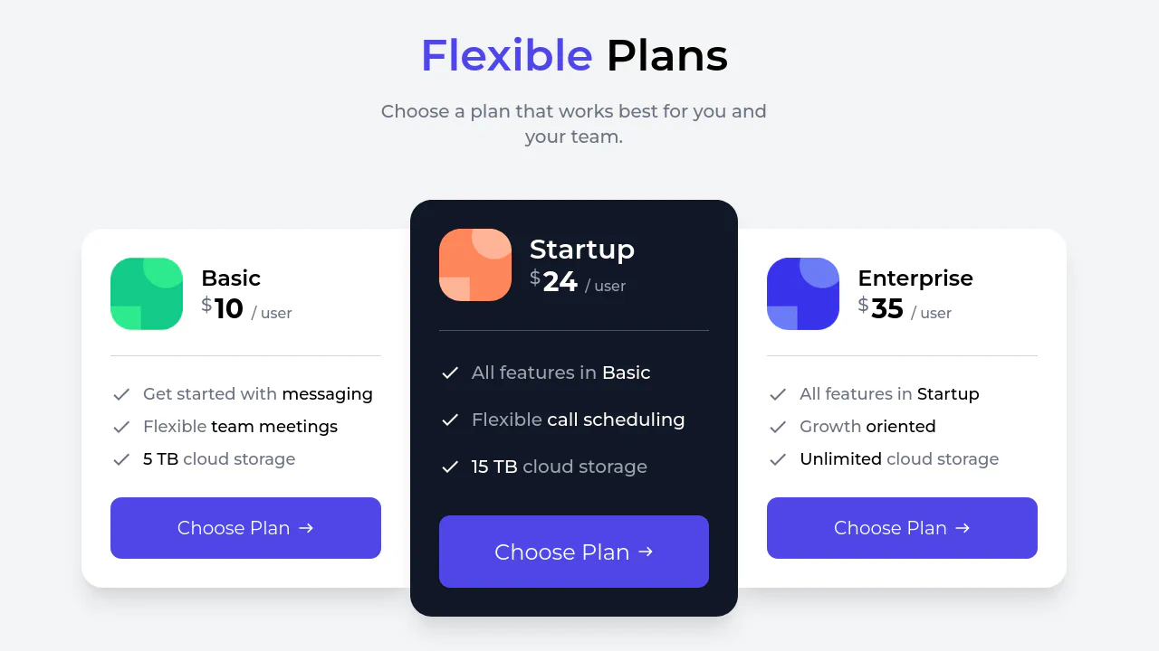Pricing Table with Tailwind CSS