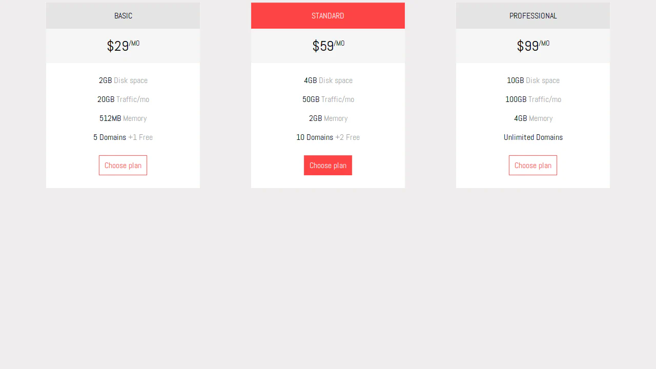 Pricing Tables