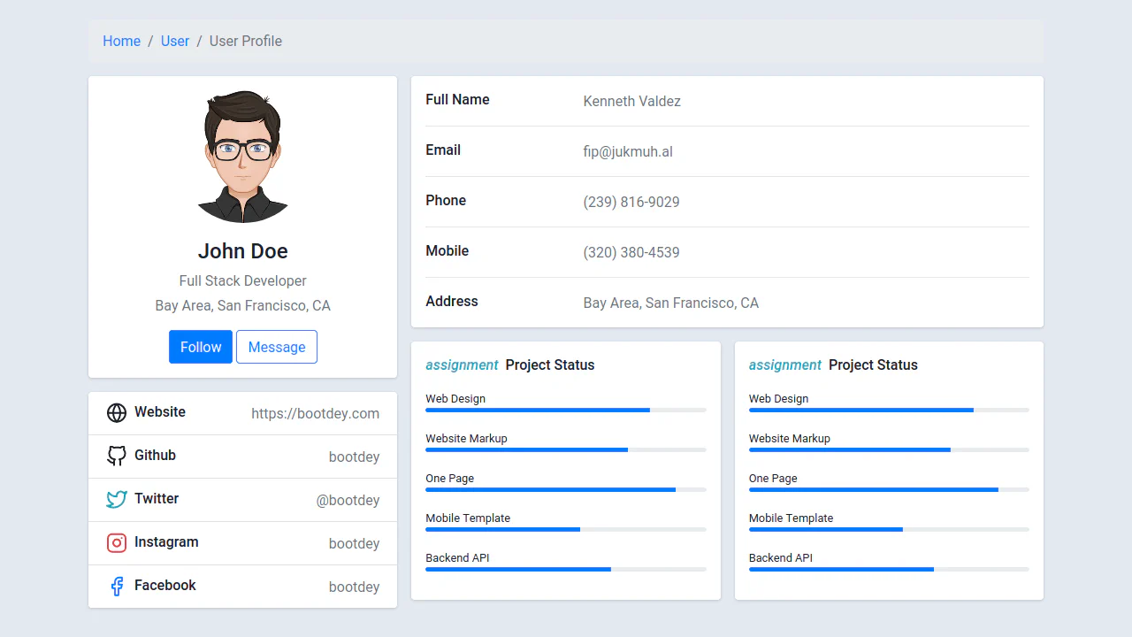 Profile with Data and Skills