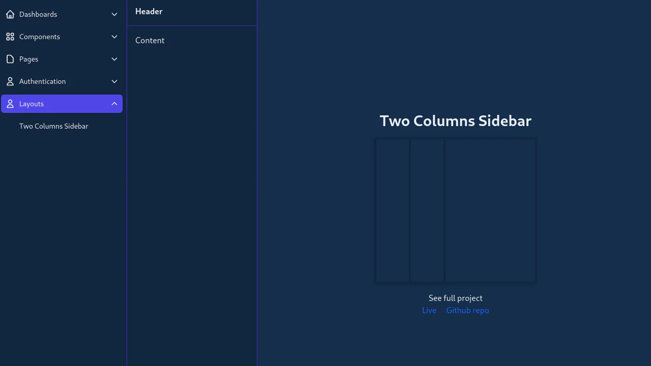 Responsive Two Columns Sidebar Layout