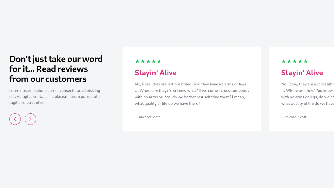 Testimonial Split with Content and Slider